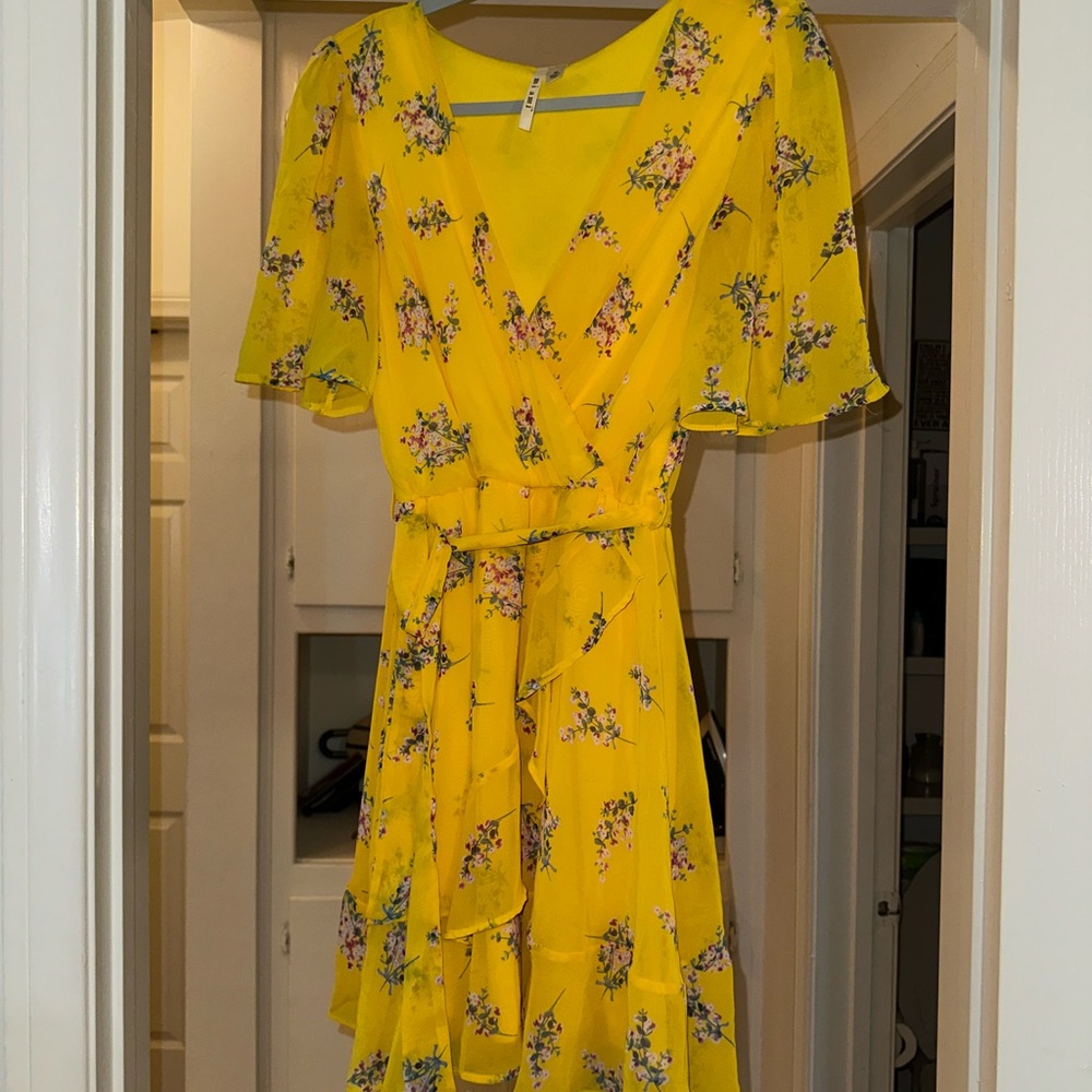 Miami Yellow Floral Midi Dress